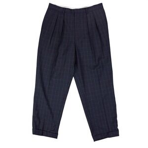 VTG Ben Silver Nick Hilton Mens 34x27.5 Green Blackwatch Plaid Wool‎ Dress Pants